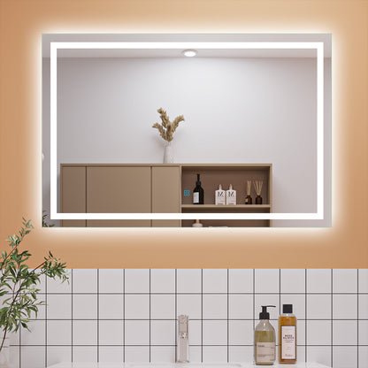 Duchacasa Espejo Decorativo de Baño sin Mojar por Gotitas de Agua(Antivaho) con Interruptor Táctil y Brillo LED Envolvente Luz Fría