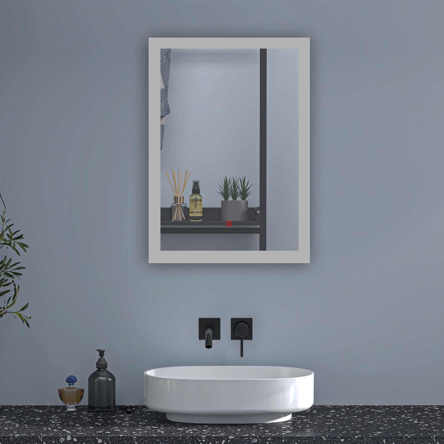 Espejo Regulable de Hogar/de Baño con Función Antiniebla + Interruptor Táctil+ Brillo LED Envolvente Blanco Frío