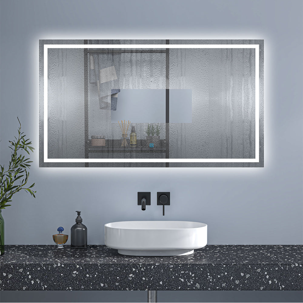 Duchacasa Espejo de baño LED sin cobre 120×80cm＋antivaho＋interruptor táctil