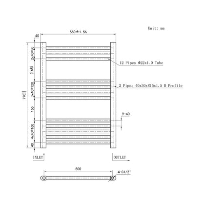 Duchacasa Cuarto de baño Calefacción central Toallero Escalera Radiador Calentador 77CM