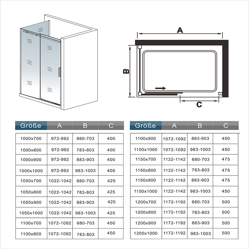 Mampara Ducha Corredera Cristal 8mm, Perfil Aluminio Cromo,195cm