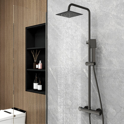 Duchacasa Columna de Ducha Termostática con Alcachofa Cuadrada Grande 10 pulgadas Barra Negro Mate para Baño