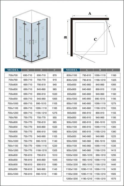 Duchacasa Cabina de ducha angular plegable con bisagra cuatro hojas, 5mm x 190cm