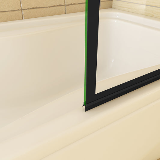Mampara de Bañera Plegable 2 hojas, el Perfil de aluminio Gris mate, 4mm Cristal templado