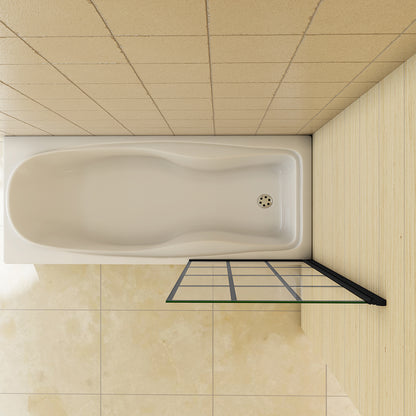 Mampara de Bañera Plegable 2 hojas, el Perfil de aluminio Gris mate, 4mm Cristal templado