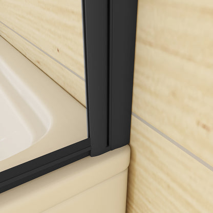 Mampara de Bañera Plegable 2 hojas, el Perfil de aluminio Gris mate, 4mm Cristal templado