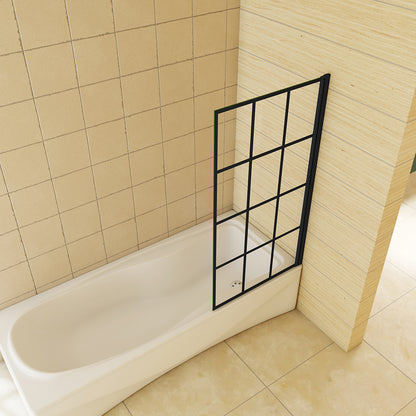 Mampara de Bañera Plegable 2 hojas, el Perfil de aluminio Gris mate, 4mm Cristal templado